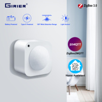 GIRIER ZigBee 3.0 PIR Motion Sensor Smart Human Movement Detector Built-in Light Sensor Support Home Assistant for Home Security