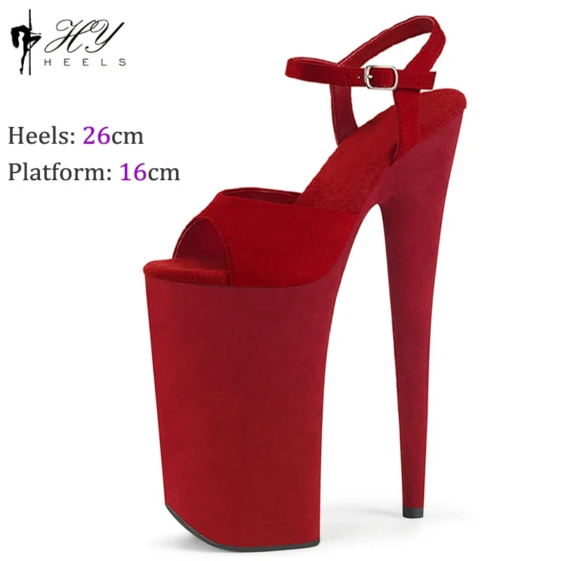 Nightclub 26cm Suede Pole Dance Shoes Women Cosplay Model Catwalk Waterproof Platform Stripper High Heels Sandals Plus Size 43