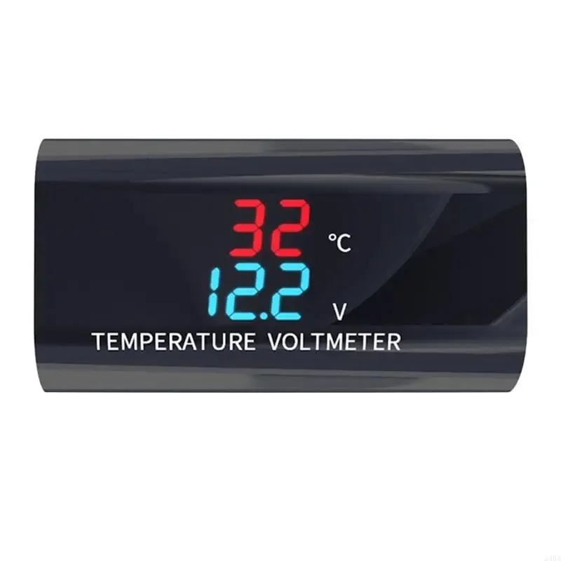 

Waterproof 12V Voltmeter Thermometer 0.28inch Dual Display for Car Motorc