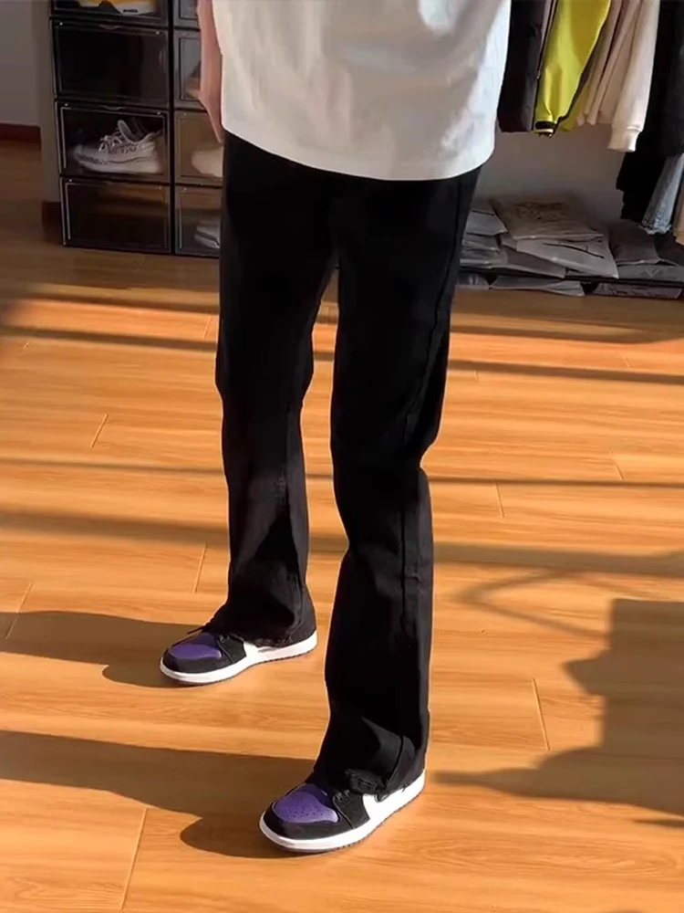 

Slim Fit Straight Leg Men's Jeans American Sle Cleanfit Extended Length Micro Flared Pants Youth Trend Cotton Polyester Blend