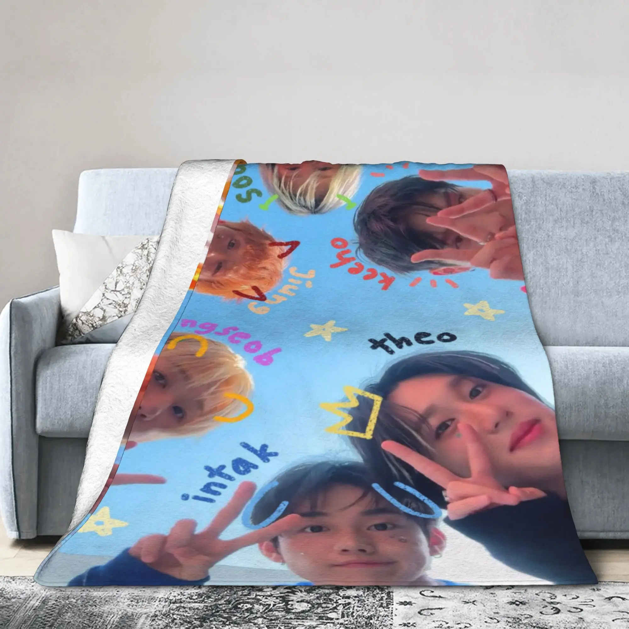 DUH! P1Harmony Kpop Music Album Stuff Blanket Soft Flannel  Throw Blanket Cozy Bedspread