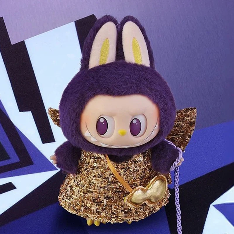 Labubu Keychain The Monsters Milan Fashion Week Doll Purple Cute Enamel Face Monsters Model Plush Dolls Ornament Kids Toy Gifts