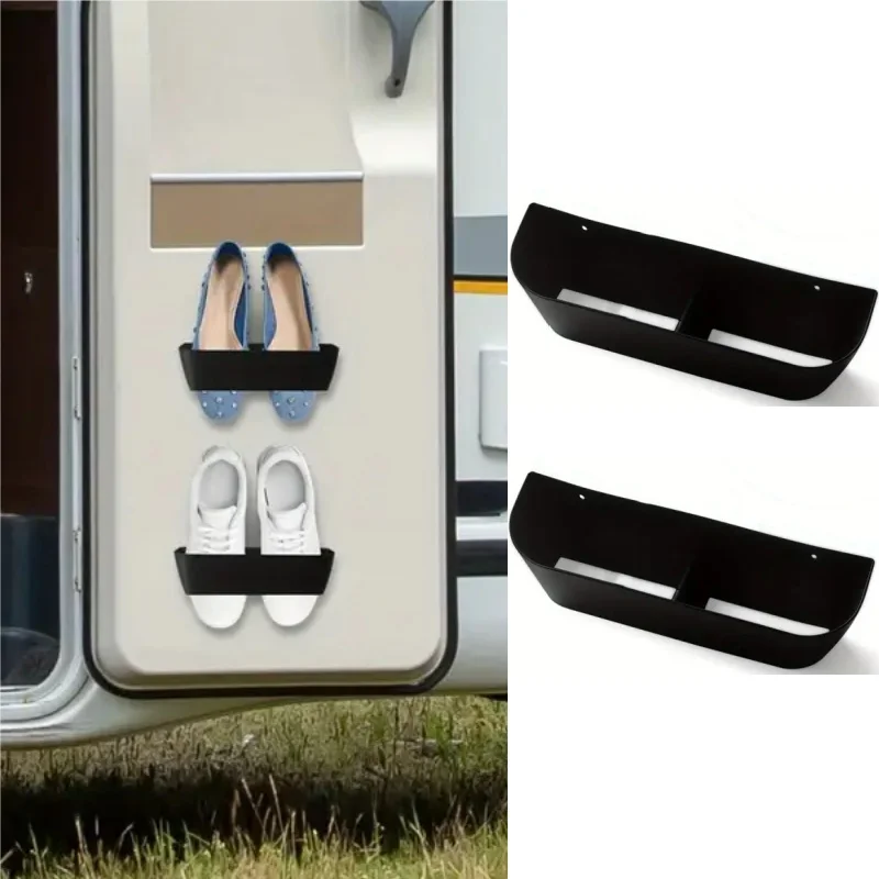 2pcs Wall-Mounted Storage Box Durable Plastic No Drilling Self-Adhesive Shoe Racks Storage Pocket For RV Caravan Camping