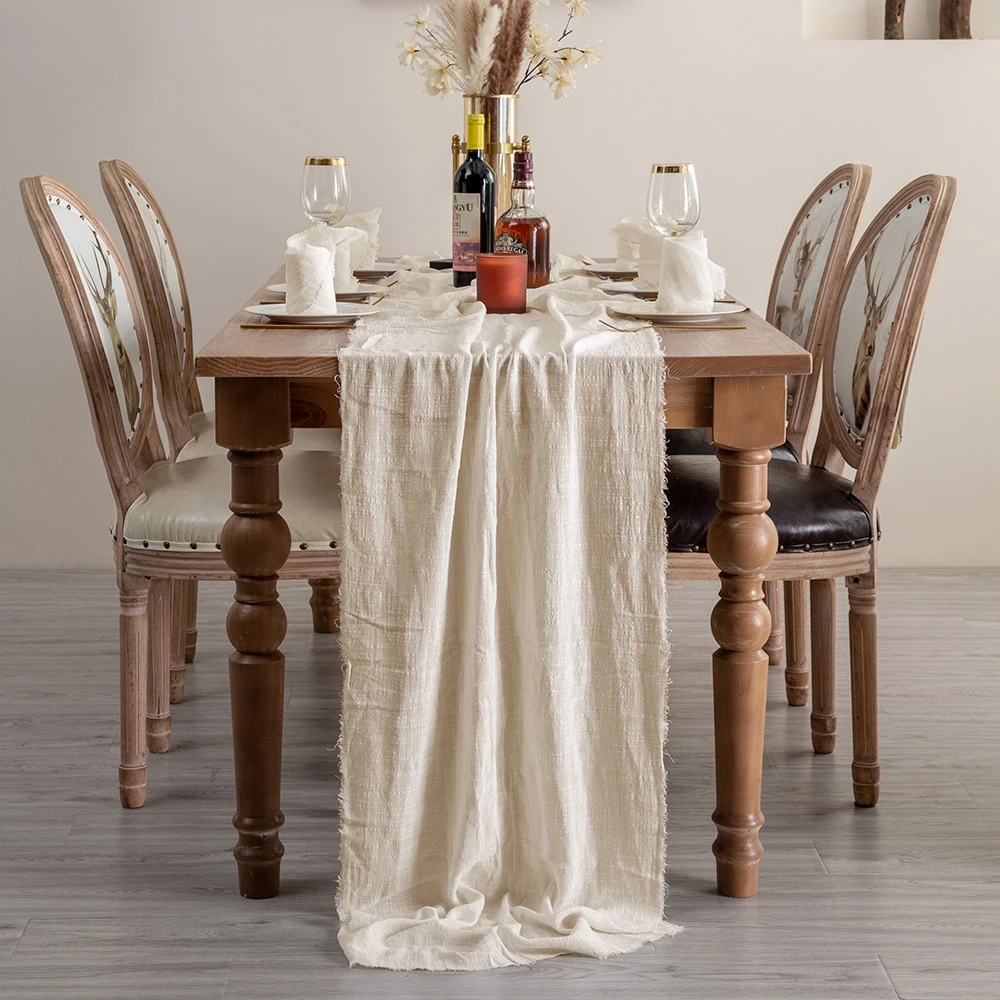 

1pcs Modern Rustic Home Decor Soft Table Runner Birthday Party Decor Cotton Gauze Tablecloth Christmas Wedding Decoration