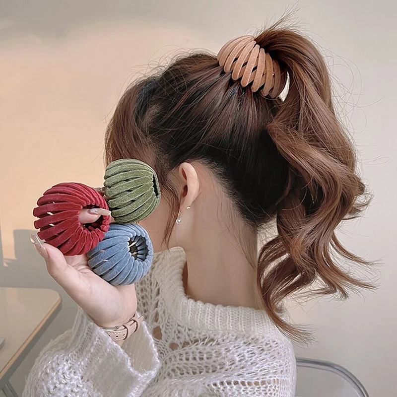 1pc Women Hair Claws Horsetail Buckle Bird Nest Expanding Hairband Lazy man hair curler Hair Accessories Clips Snap Headwear