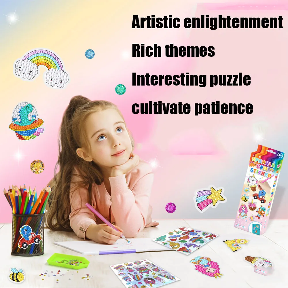 Autocollants Diamant Créatifs pour Enfant, Peintures Diamantées Faites à la Main, avec Dessin Animé Animal, pour Téléphone Portable, à Faire Soi-Même