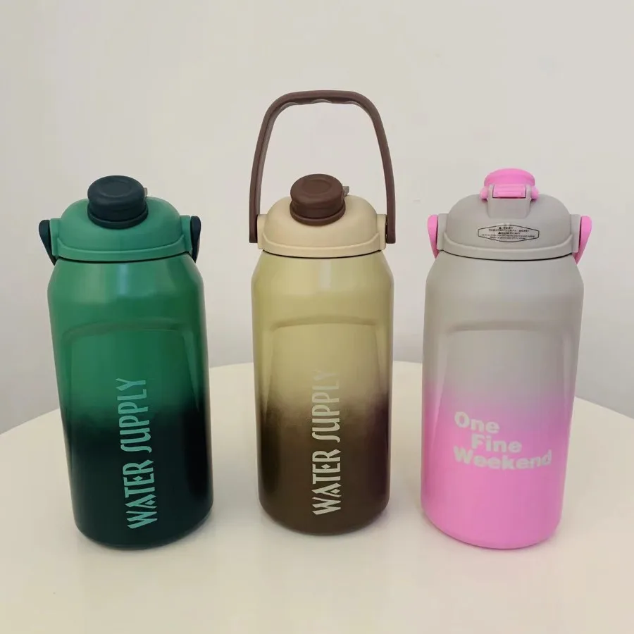 

New large-capacity portable handheld high-quality gradient double-drink sports stainless steel thermos cup for men and women