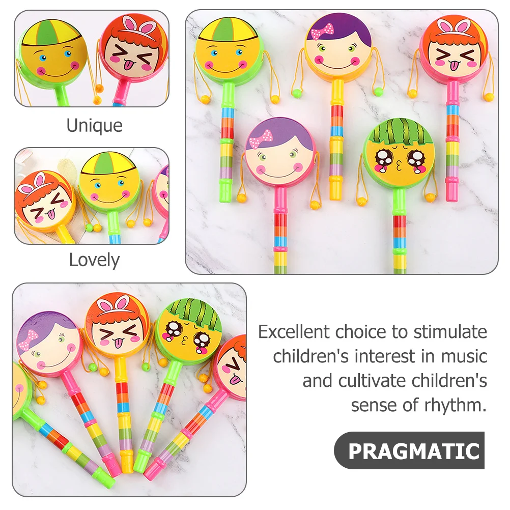 

4Pcs Kids Rattle Drums Chinese Drum Cartoon Handheld Shaking Drum Infant Shaker Gifts for Toddlers