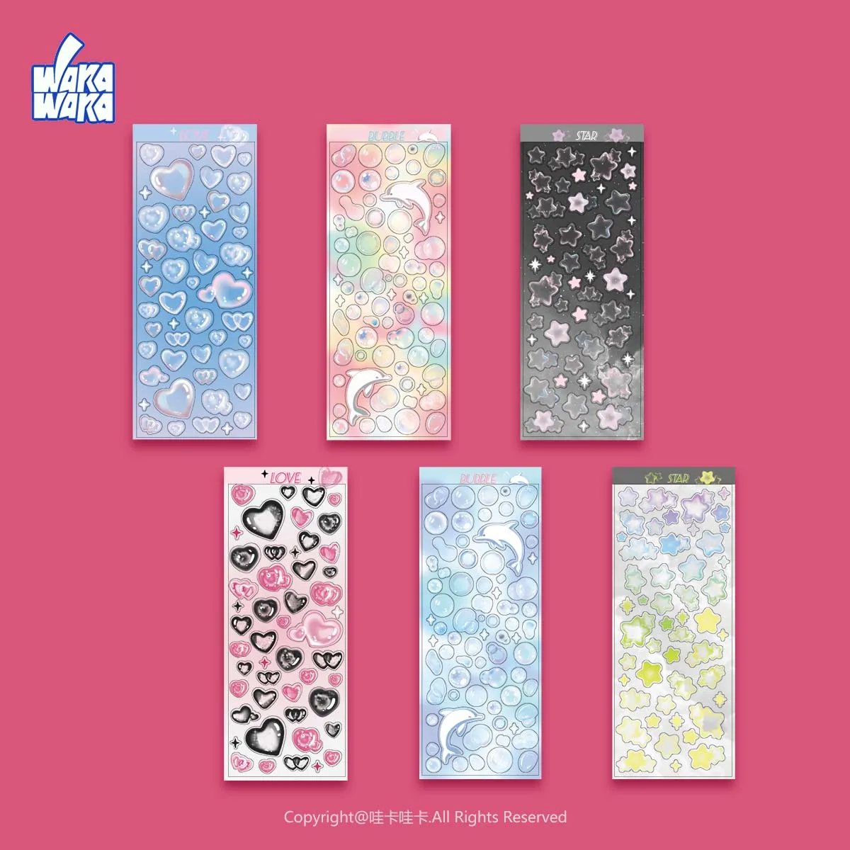 WAKAWAKA Bubble Dreamland Element Sticker Stars Decal Stickers Scrapbooking Stationery Hearts Stickers