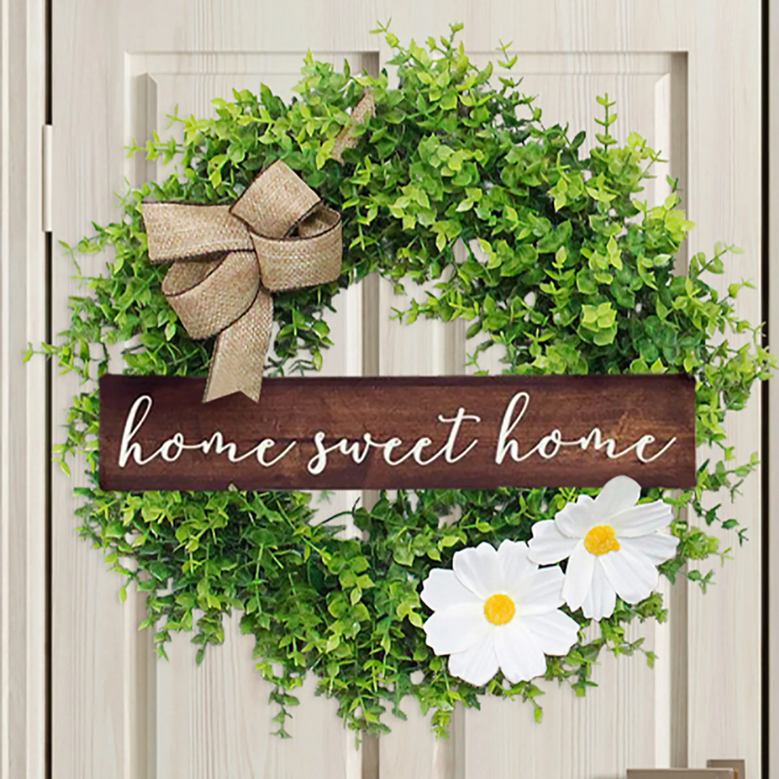 

44cm Eucalyptus Leaves Wreath Little Fresh Garland House Number Sign Fashion Front Door Hanging Ornaments Christmas Wall Decor