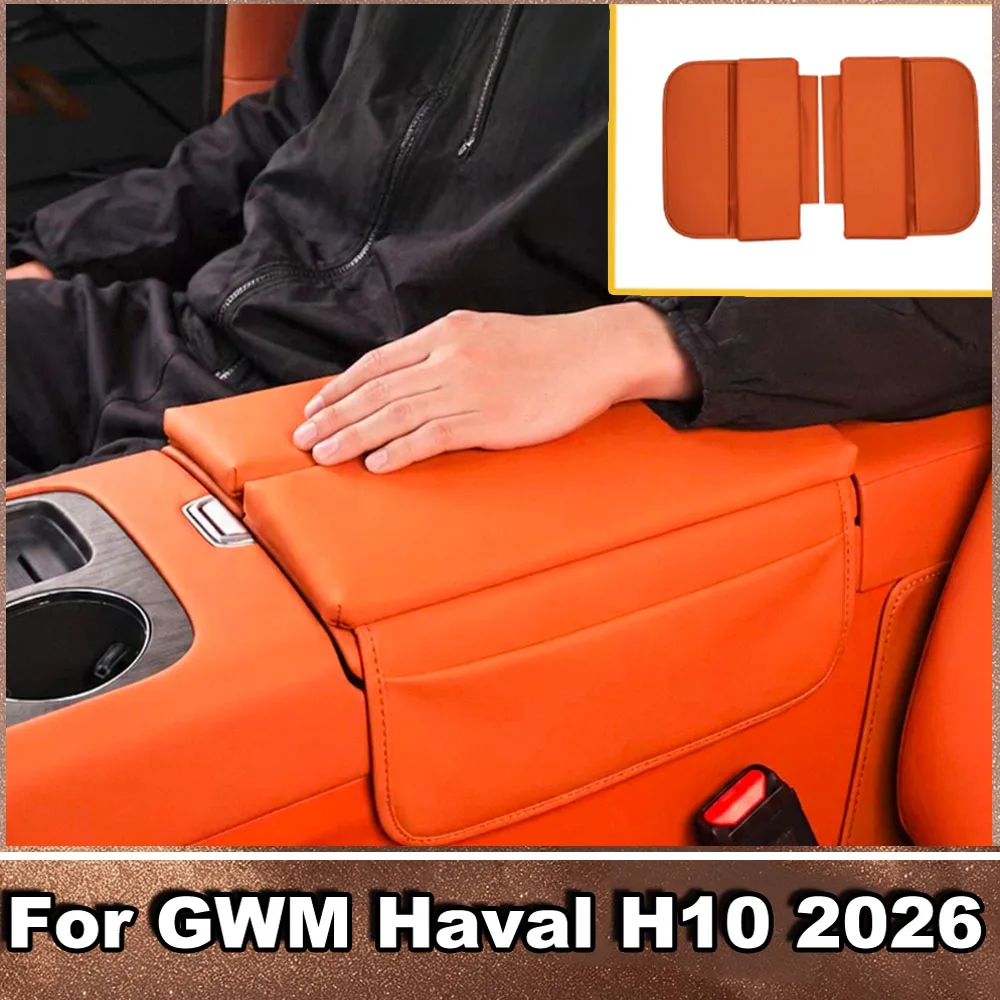 For GWM Haval H10 2026 Armrest Box Heightening Pad With Side Pocket Anti‑Scratch Car Interior Accessories