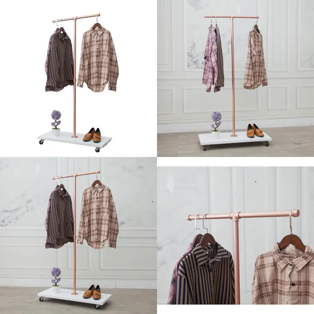 

Вешалка для одежды из трубчатой стали цвета розового золота, высотой 59 дюймов, для розничной торговли и домашнего использования