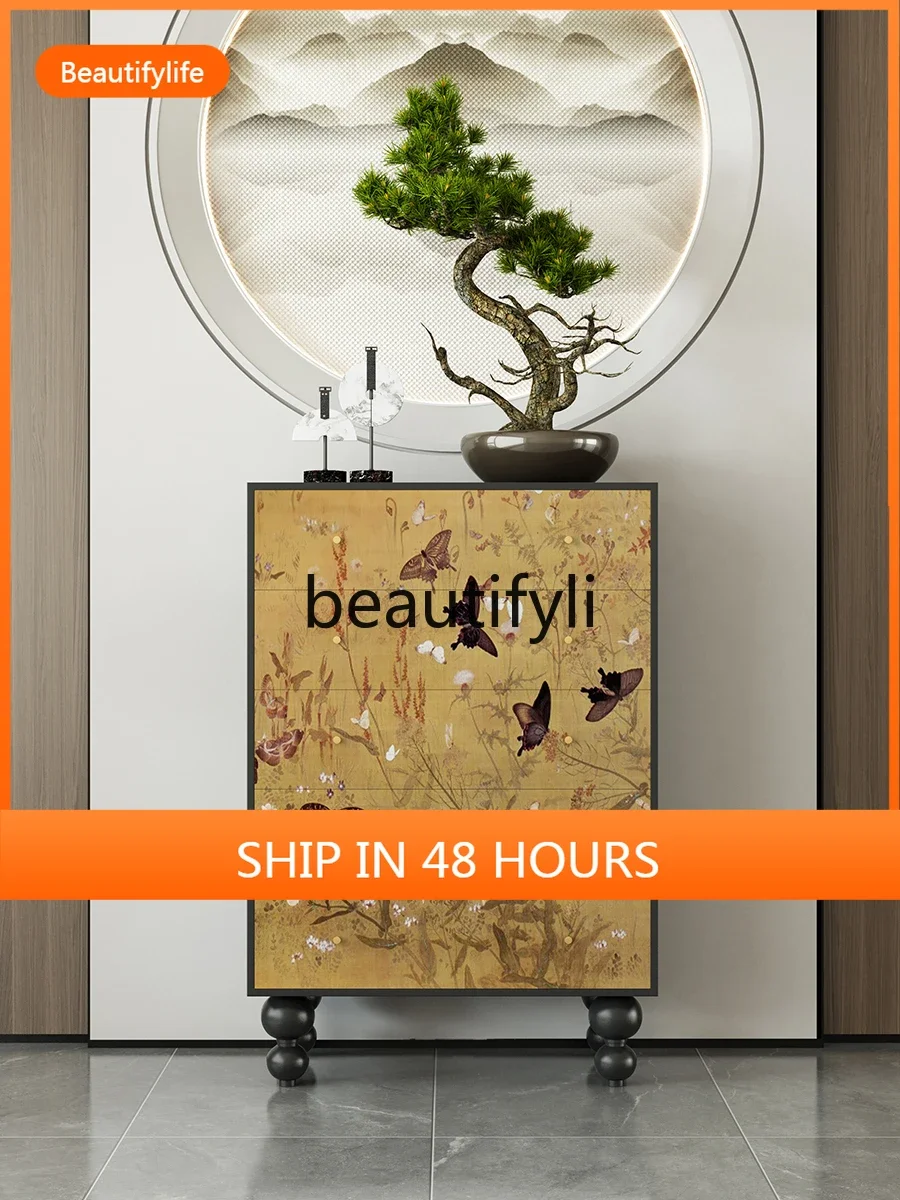 

cn8617 ss New Chinese Style Solid Wood Five-Drawer Cabinet Entrance Decoration Bedroom Storage Drawer Cabinet