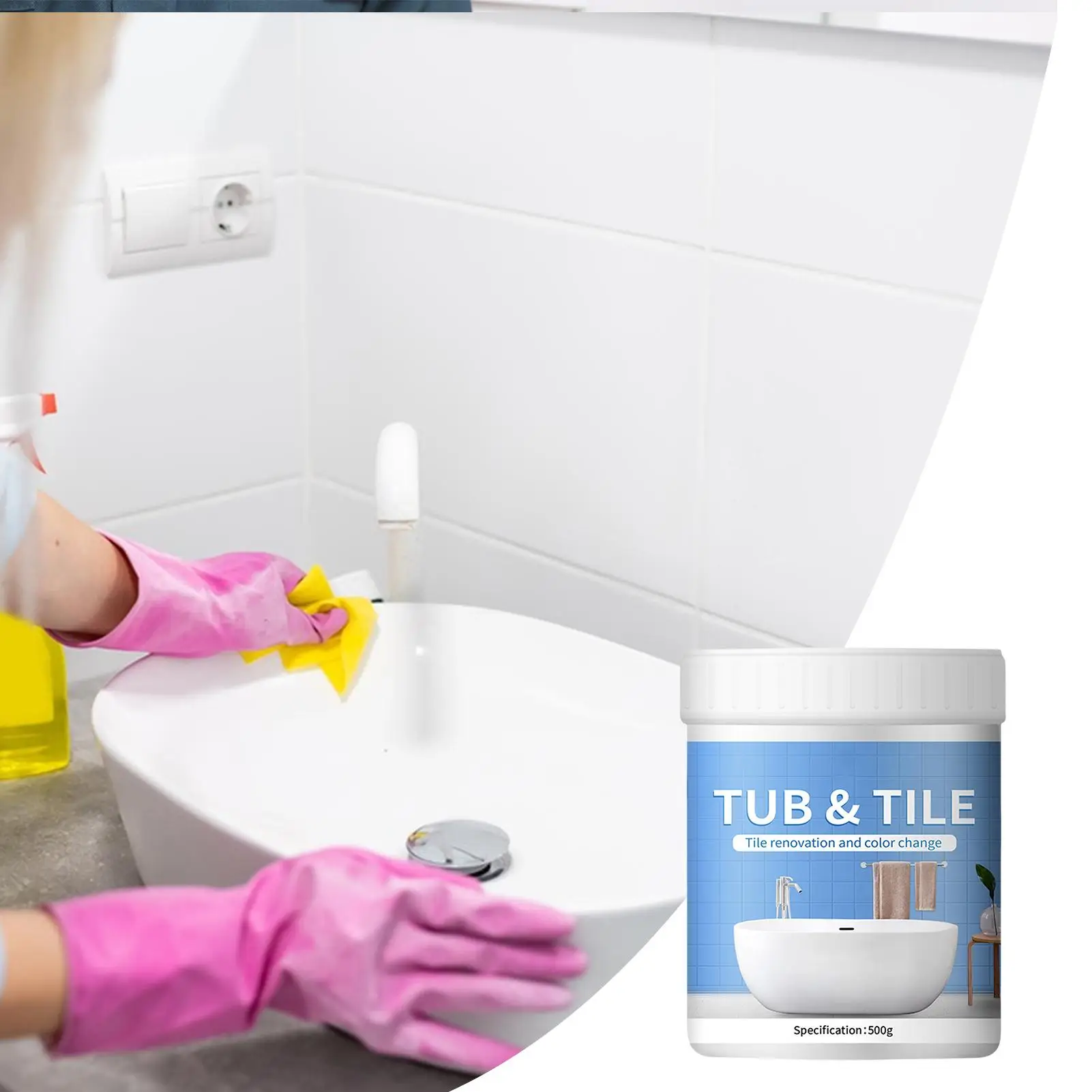 Bathroom Tile Paint Kit 500g WaterBased Quick-Dry Bath Refinishing Kit Easy To Use Tub Refinish Kit For Walls Sinks Countertops