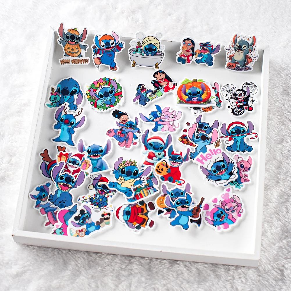 Disney Cartoon Stitch Random Deliveried Mixed Acrylic Resin Charms 10/30/50/100 Pcs Printed for DIY Bow Center DIY