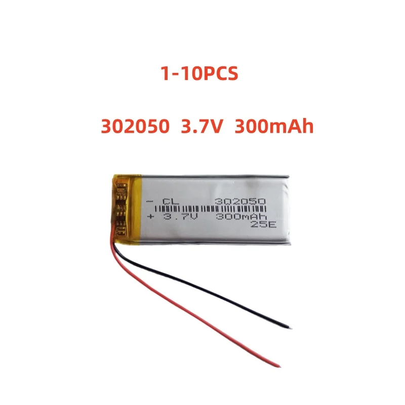 

1-10 Pcs 302050 3.7V 300mAh Lithium Polymer Battery For MP3 MP4 GPS DVR LED Lights Bluetooth Speaker Recording Pen Toys