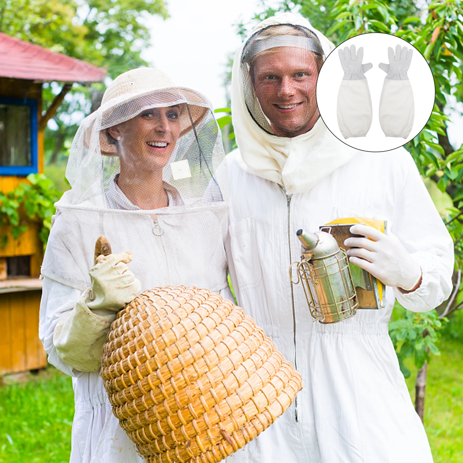 

1Pair Professional Beekeeping Gloves Heavy Duty Comfortable Fit with Extended Cuff Protection Ideal for Apiculture Tool Handling