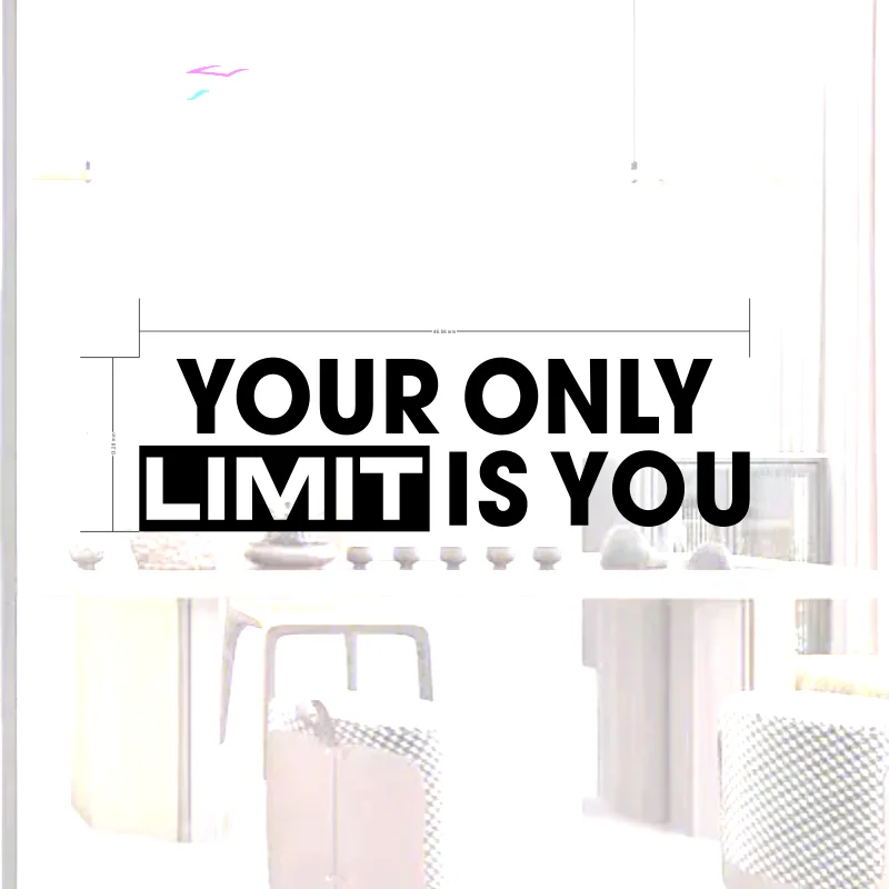 ملصق لصائق تصميم جدار صالة الألعاب الرياضية ، الحد الوحيد الخاص بك هو أنت ، ديكور المكتب ، تجريب ، اقتباس تحفيزي ، عرض أسعار صالة الألعاب الرياضية المنزلية ، اللياقة البدنية