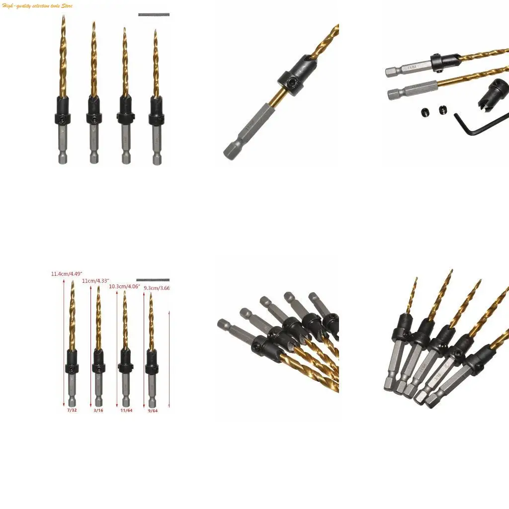 

203F 5 шт. набор высокоскоростных стальных сверл с зенковкой для деревообработки, подходит для/пластика/металла 7/64 дюйма; 9/64