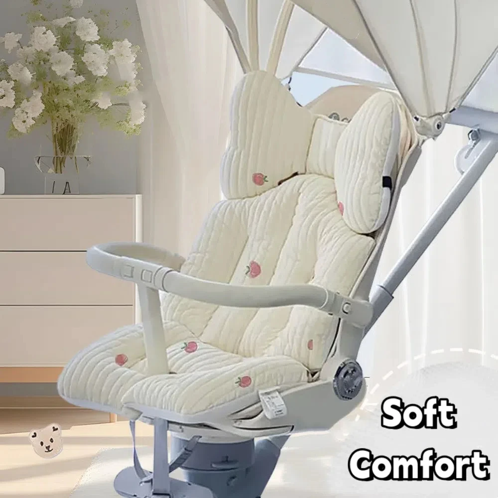 

Comfort Soft Stroller Seat Cushion Skin-friendly Bear Embroidery Baby Pram Cushion Cute Infant Seat Liner Pad