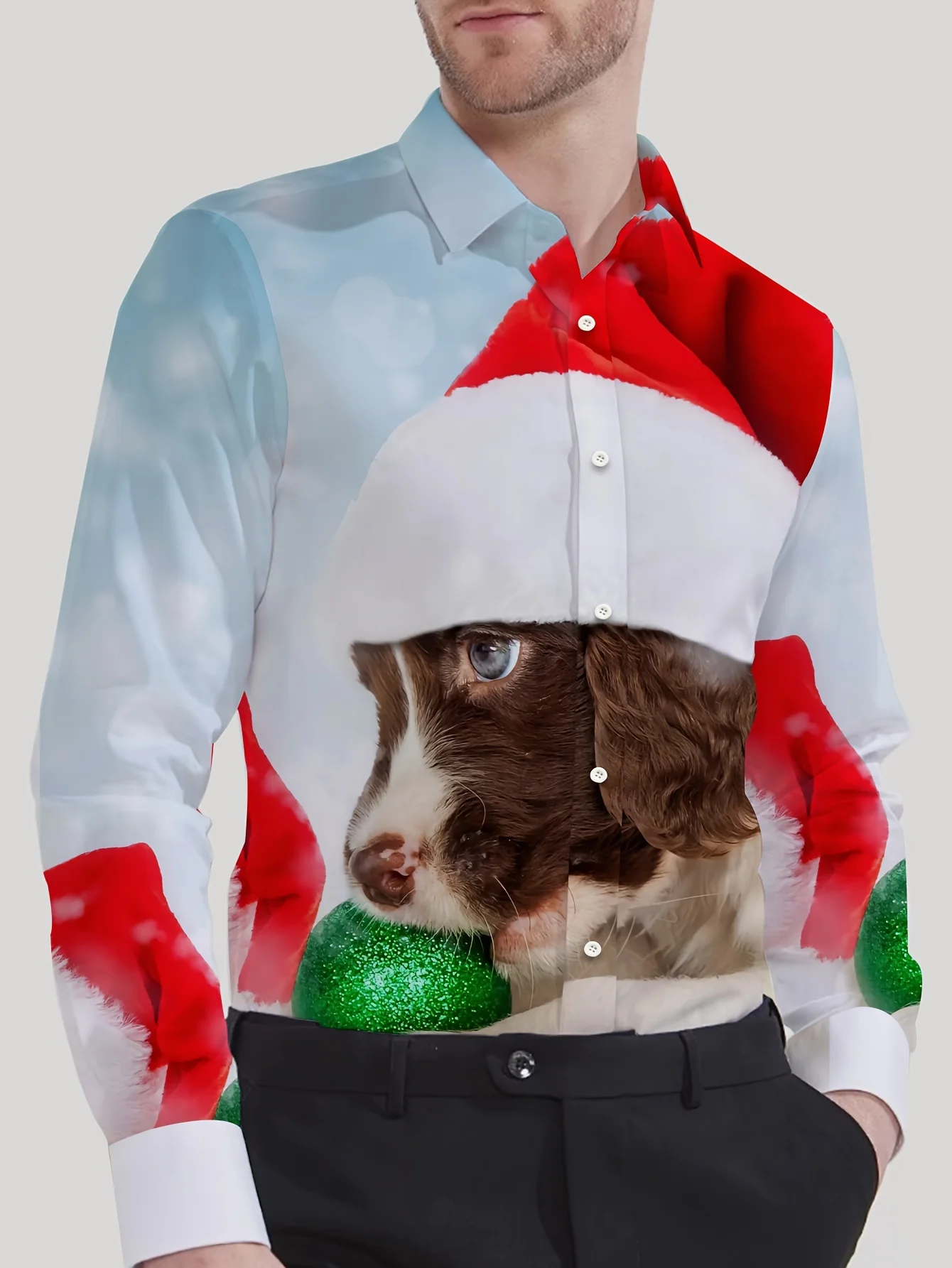 

2025 Christmas Theme Men's 3D Printed Formal Shirts Golden Snowflakes Graphic Long Sleeve Shirt Fashion Men's Shirts For Men