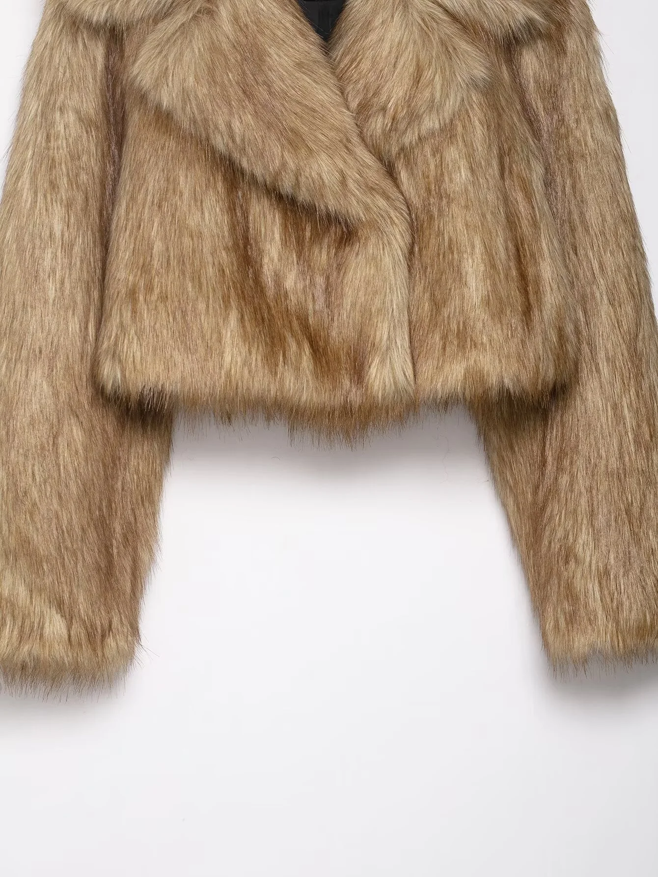 2025 خريف/شتاء جديد المرأة موضة غير رسمية الربط فو الفراء قصيرة قصيرة فو المنك سترة معطف الصوف #4