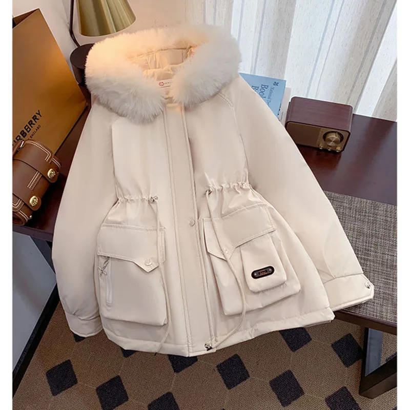 

Women Winter Jacket Parka Warm Loose Long Coat Wool Liner Hooded Jacket Clothes Fur Collar Thick Snow Wear Fashion Padded Parka