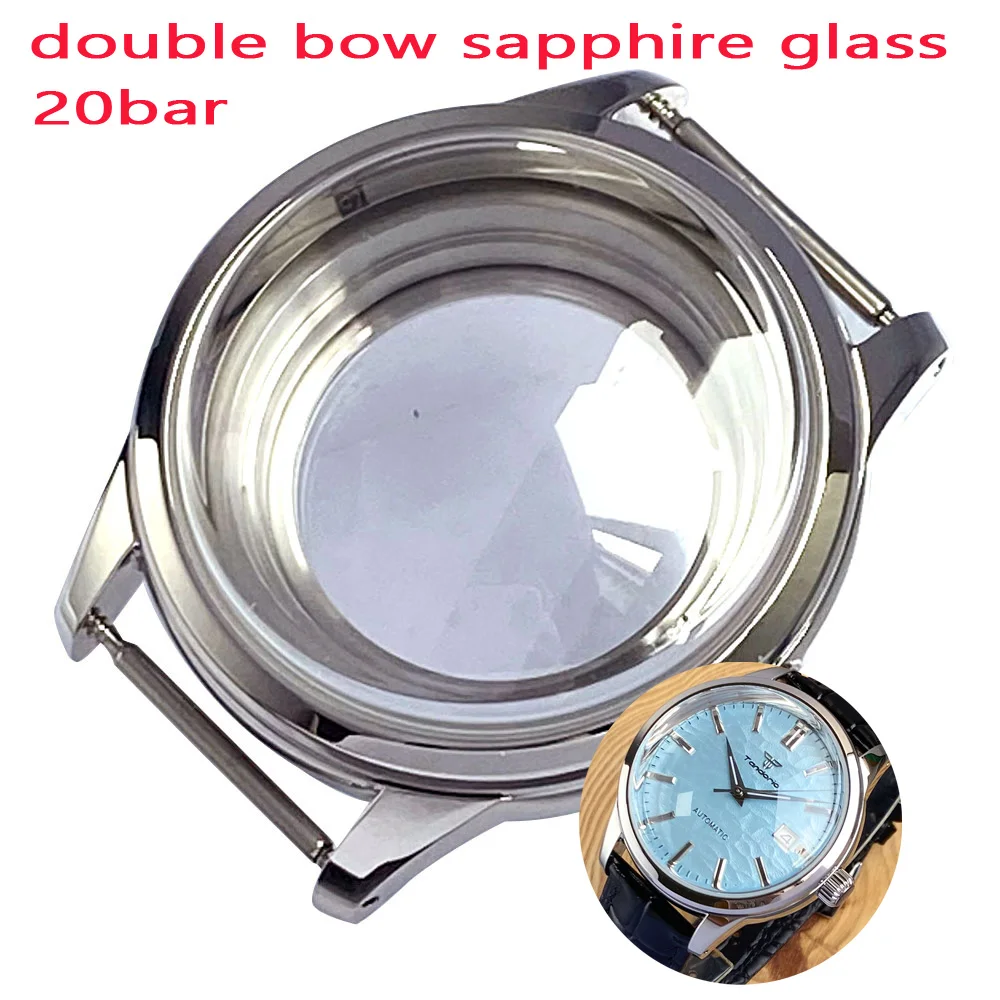 Polish Watch Case for NH34 NH35 ETA2824 PT5000 SW200 20bar Waterproof 316L Steel Wristwatch Case Double Bow Sapphire Glass