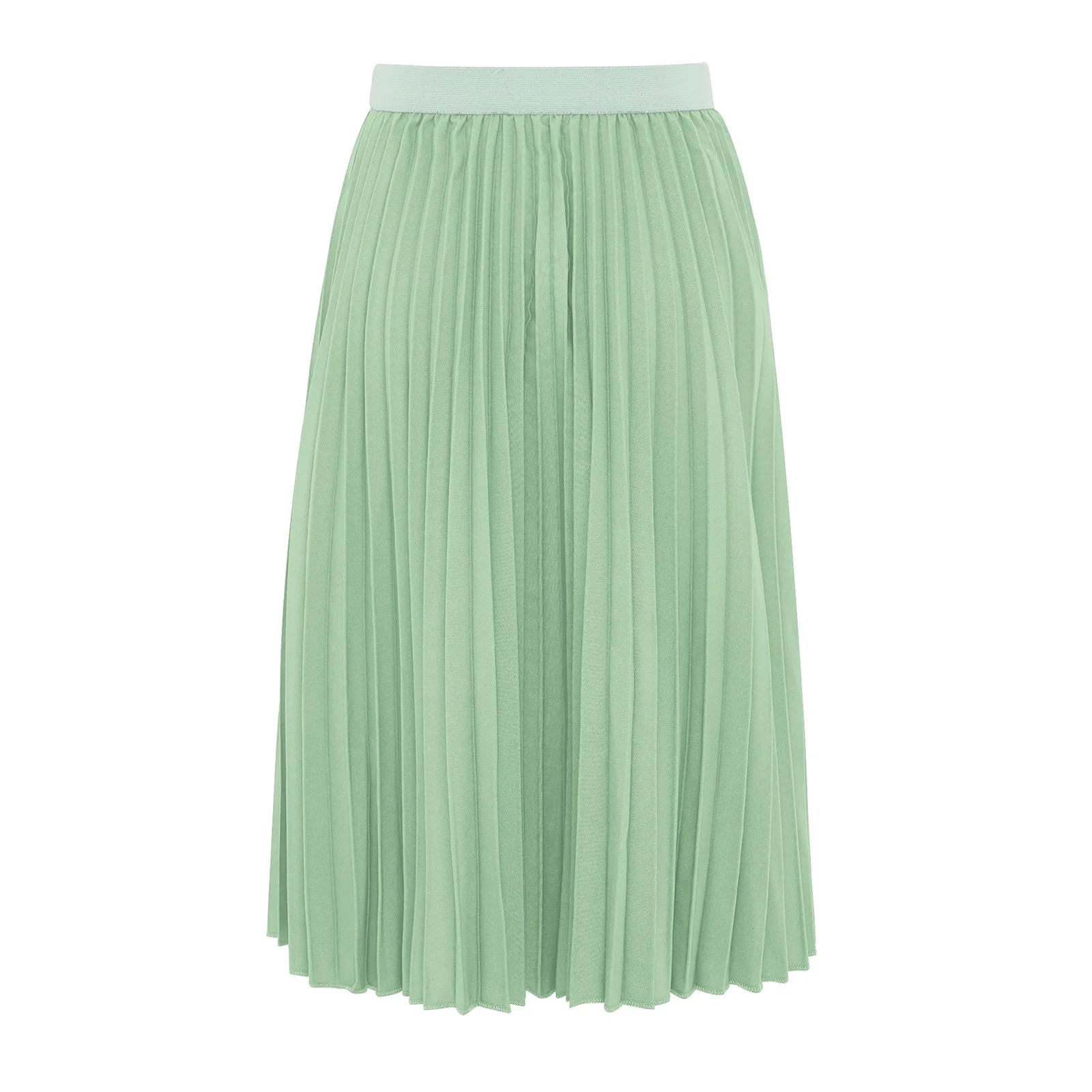 Kids Girls Solid Color Tutu Pleated Skirt Casual High Waist Elastic Waistband Loose Skirt with Lining for Party Holiday