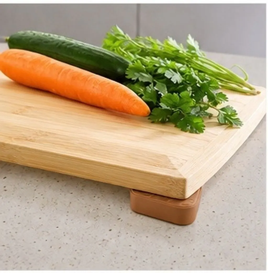 4Pcs Silicone Non-Slip Cutting Board Feet – Shock-Absorbing Stabilizer Pads for Wood, Plastic, Glass & Bamboo Boards