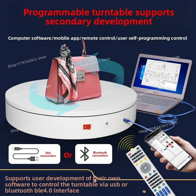 Programmable Turntable System - Motorized Rotation Platform for Product Display & Panoramic Photography
