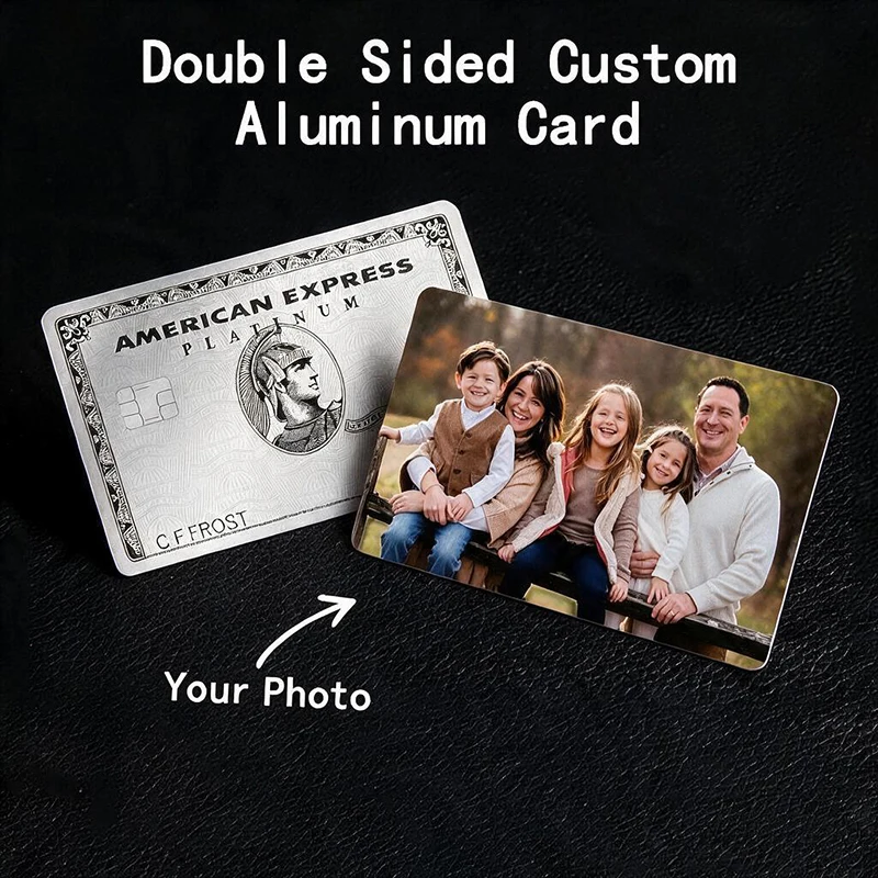 Custom Photo Aluminum Card Double Sided Personalized Customization Engraved Text Metal Sheet Exclusive Credit Card Bank Card