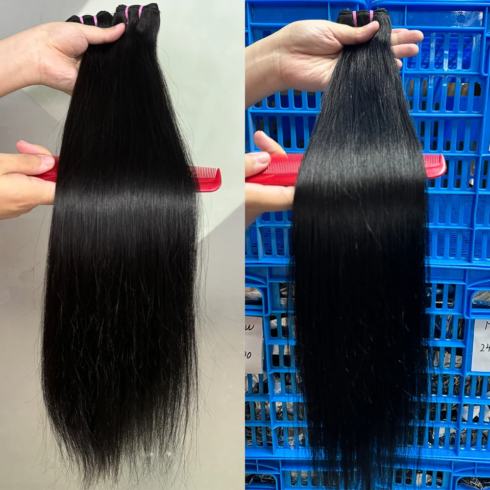 20 22 24 นิ้ววาดคู่ตรงผมมนุษย์ 100% Human Hair 15A คุณภาพสูงที่ยังไม่ได้ Virgin Human Hair Extensions