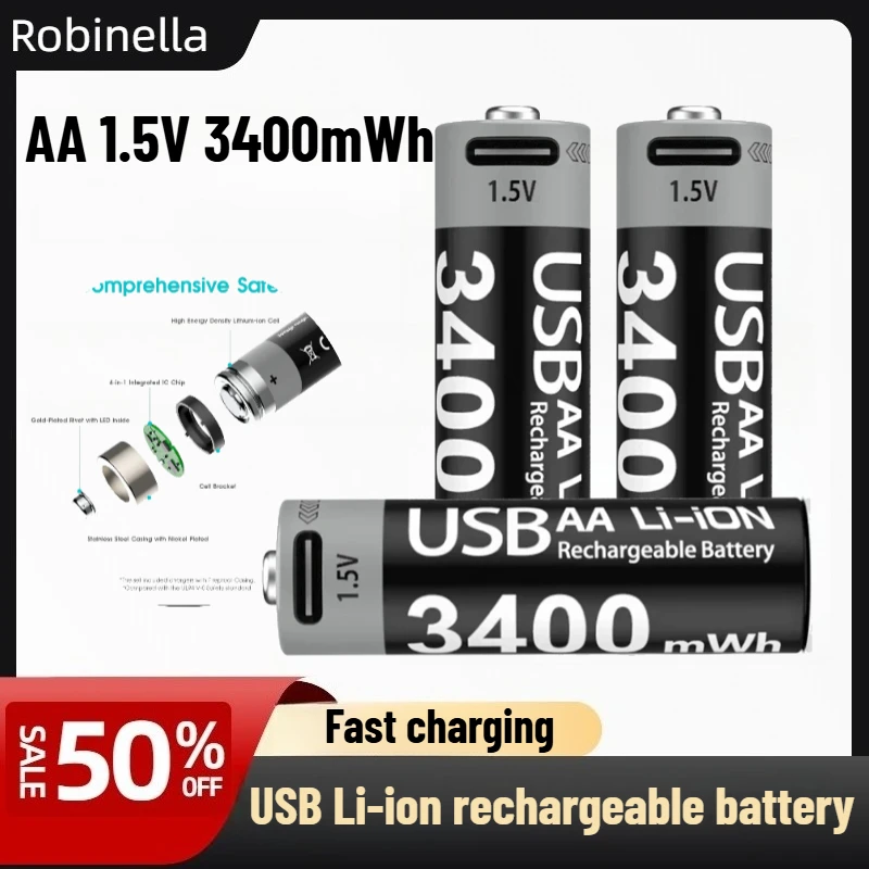 1.5V Aa 3400Mwh Usb…