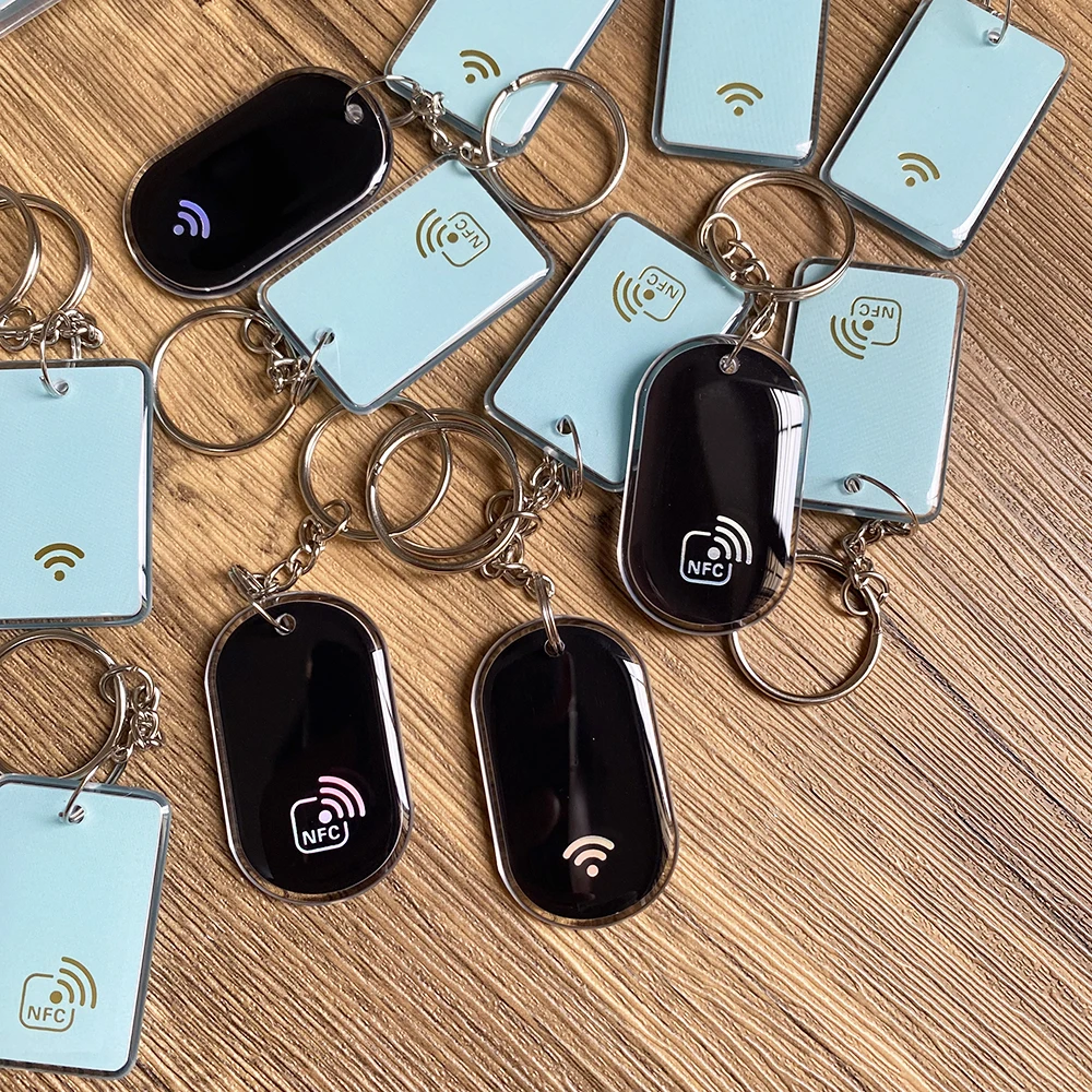 10pcs NFC Tap Keychain Social Media Key tag Black Blue color Epoxy NFC Cards