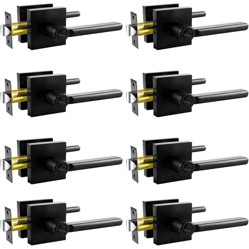 

Дверные рычаги, 8-упаковка матовых черных дверных ручек, внутренний дверной замок без ключа, двусторонняя дверная ручка для левой и правой руки, для кровати и B