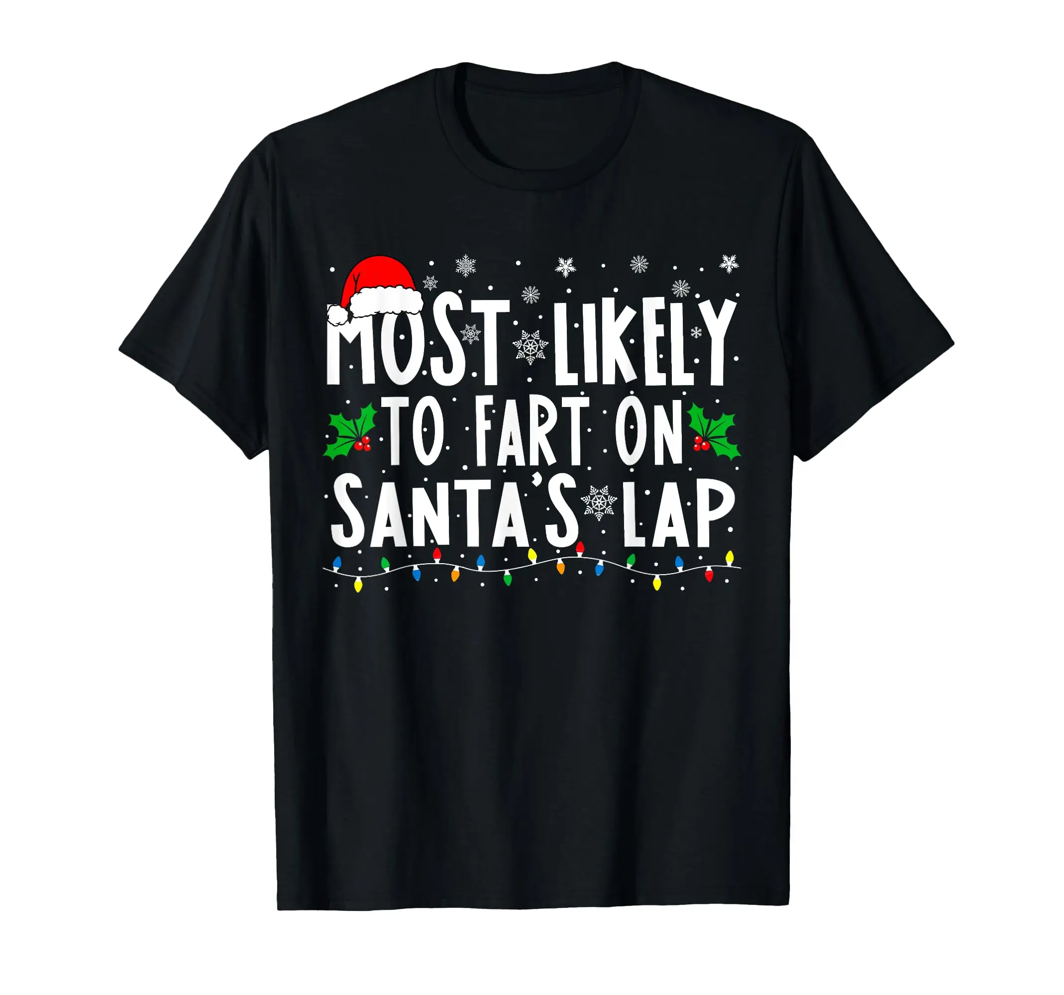 Más probable que peer en la vuelta de Papá Noel, divertidas y divertidas camisetas navideñas novedosas, camisetas unisex para hombres