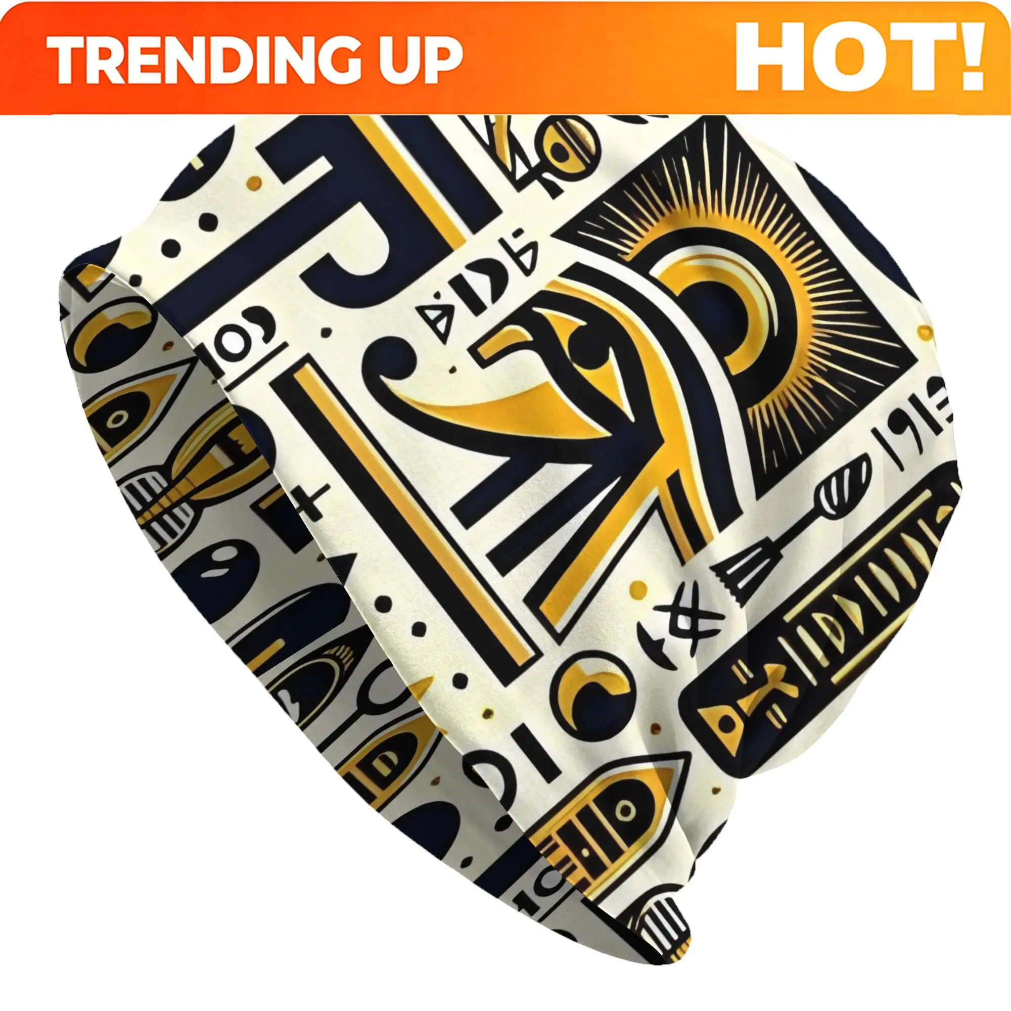 Customization Ancient Egyptian Hieroglyphic Beanie With Symbols & Pharaoh - Funky Egyptian-Themed Unisex Hat Suitable For Themed