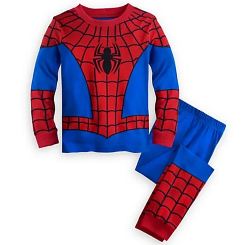 New Avengers Superhero Costume for Kids Spiderman Iron Man Cotton Pajamas Suit Boys Long Sleeve Christmas Sleepwear Sets