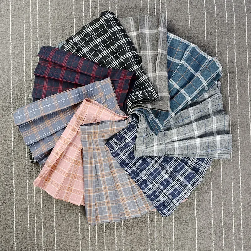 Harajuku Preppy Style Plaid Skirts Japanese School Uniforms Ladies Mini Cute Jupe Kawaii Saia Faldas Women Pleat