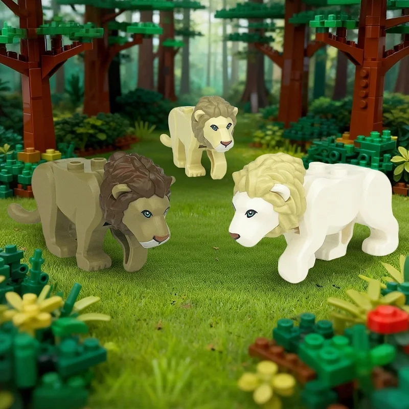 The Zoo African Animal Mini Action Figures Lion Elephants Camel Elk Giraffe Gorilla Horse Tiger Building Blocks Brick Toys Gift