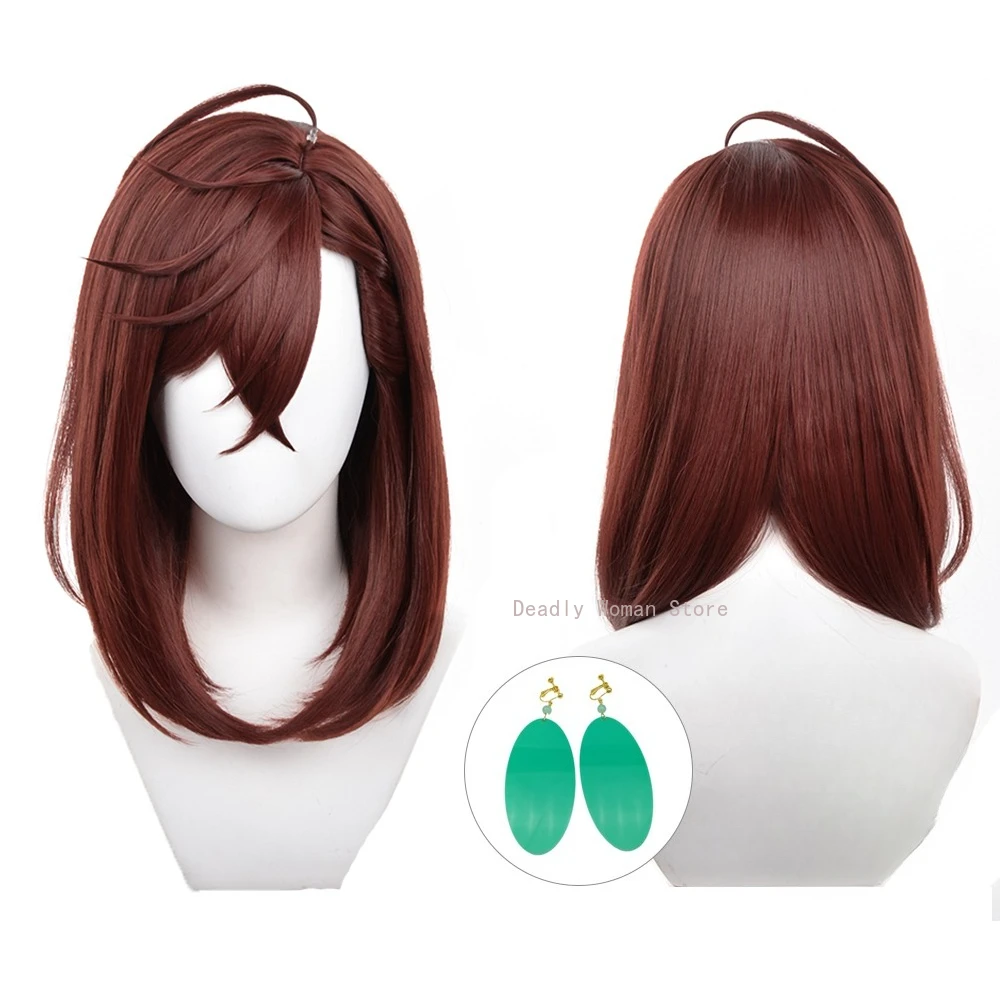 

In Stock Momo Ayase Cosplay Wig Anime Dandadan Cosplay Wig Earring Short Brown Heat Resistant Hair Anime Cosplay Wigs + Wig Cap