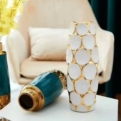 Nordic Ceramic Vase Stereoscopic Dried Fowers Arrangement Wobble Plate Living Room Entrance Ornaments Home Decorations