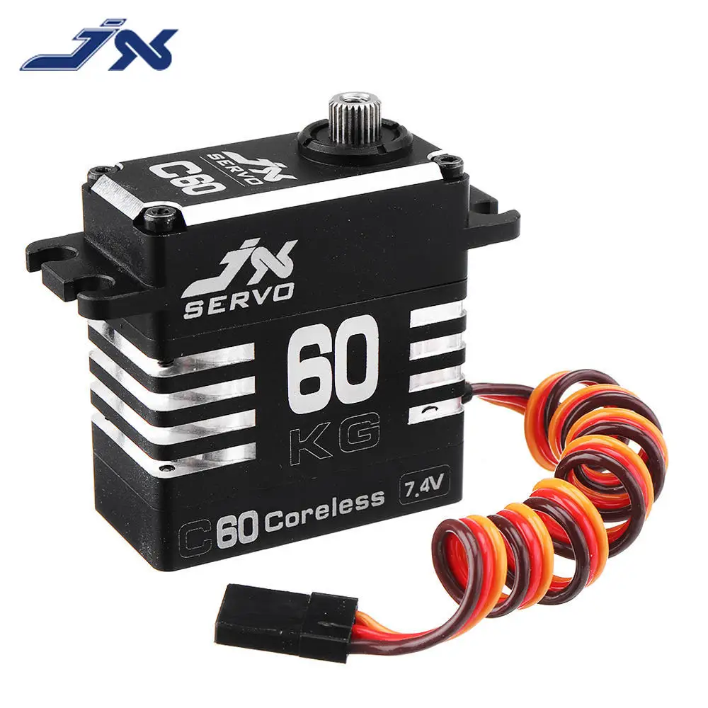 

JX C60 Digital Servo 52KG High Torque Coreless Motor CNC Aluminum Shell Steel Gears Dual Bearings for RC Car Drone Robot Model