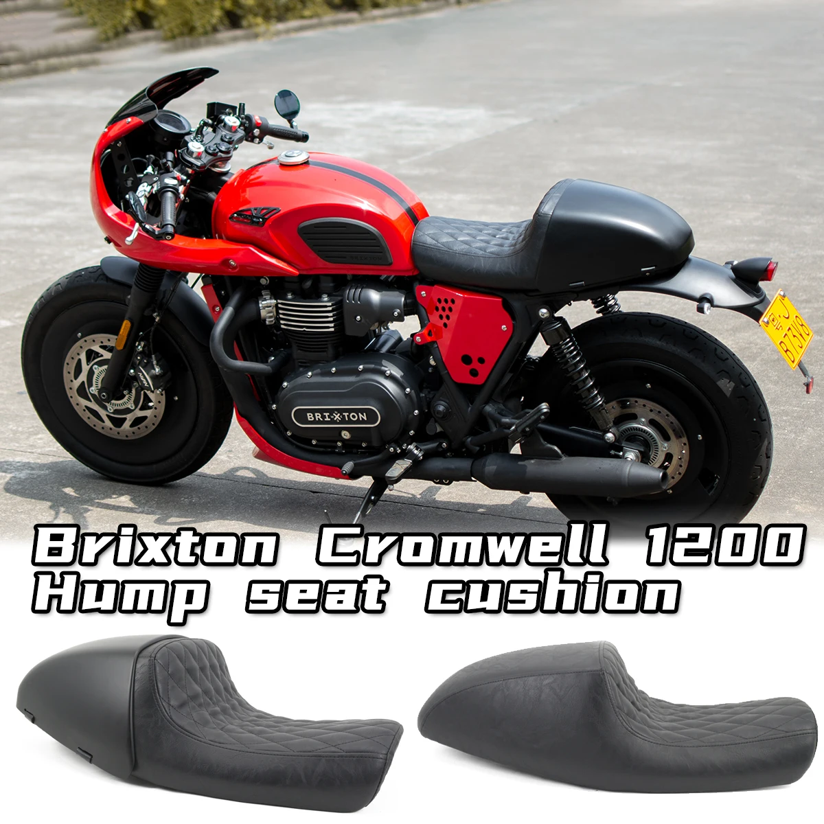 

Retro Style Brixton Cromwell 1200 Motorcycle Seat Cushion Camel Hump Original Design Comfortable Padded Bike Seat and Cover