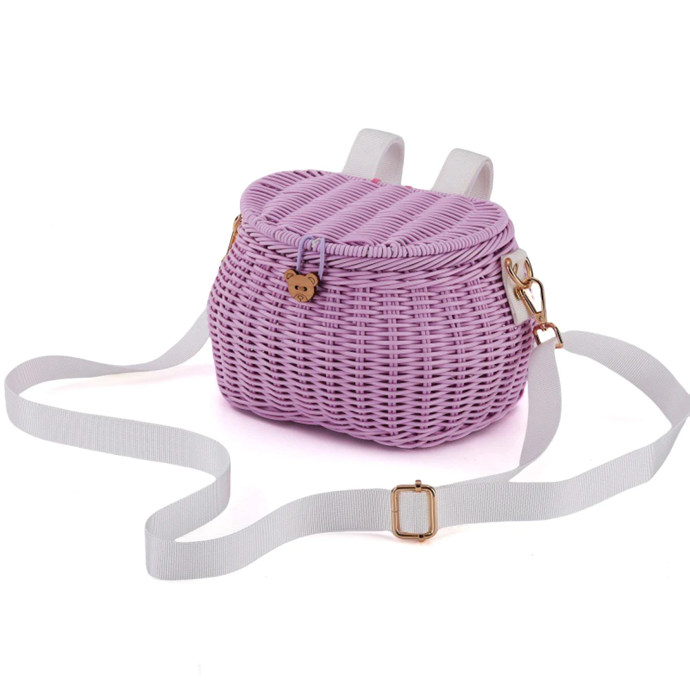 Childrens Bicycle Basket Plastic Wovens Bike Basket Kids Bicycles Wicker Basket Bike Front Basket Backpack Bicycle Accessories