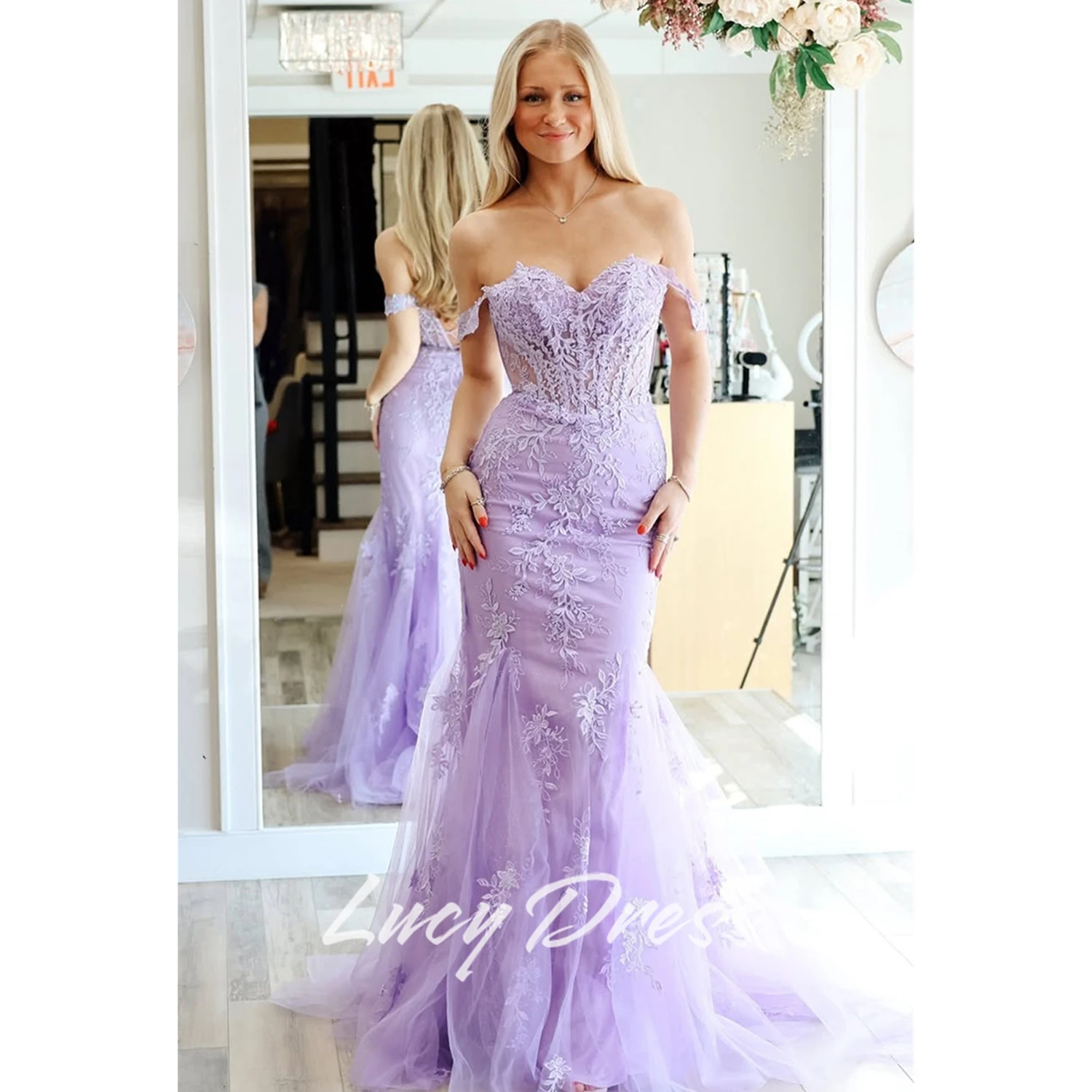 

Коктейльное платье Lucy по индивидуальному заказу, свадебные платья и вечернее роскошное платье 2021, ткань с цветочным рисунком, платья для выпускного вечера с русалкой, платье для выпускного вечера