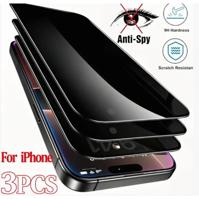 3er-Pack Blickschutzfolie für iPhone 17, 17e, 16e, 16, 15, 14 Pro Max – Anti-Spy-Schutzfolie für iPhone 13, 12, 11