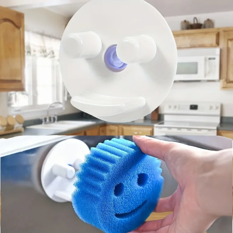 2pcs Multi functional suction cup sponge holder, including double-sided dishwashing sponge