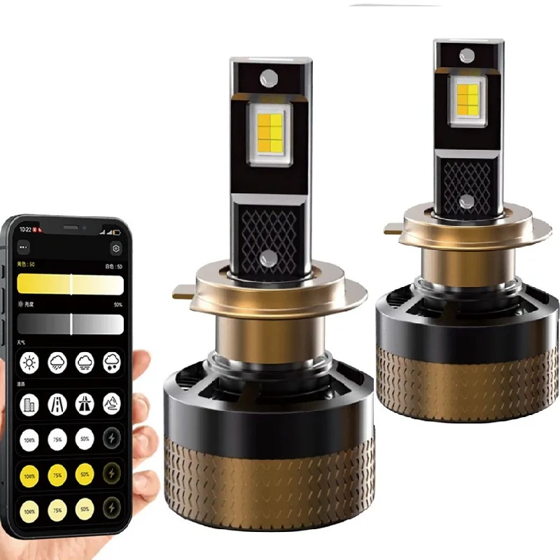 

2Pcs APP Control 3000K-8000K LED Headlight Ai Mobile Smart LED Chip High Power H4 H7 HB3 9005 HB4 9006 LED car Headlights 12V